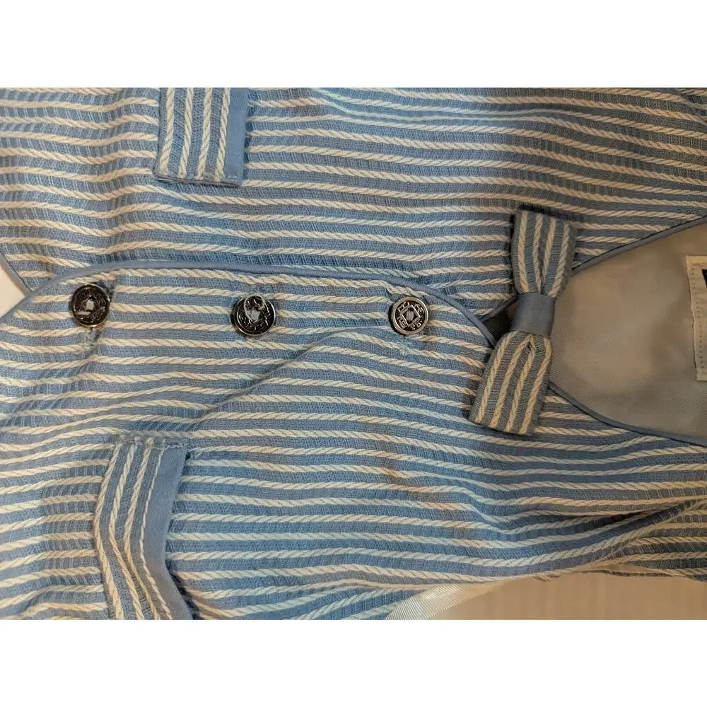 Dapper Dudes Vintage Blue White Striped Seersucker Toddler Dress Vest Bow Tie 4T